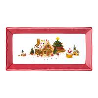 Servierplatte XMAS-Ginger Rot/Weiß ca. 36x18,5cm - Rot/Weiß, KONVENTIONELL, Keramik (36/18,5/2,7cm) - Mömax