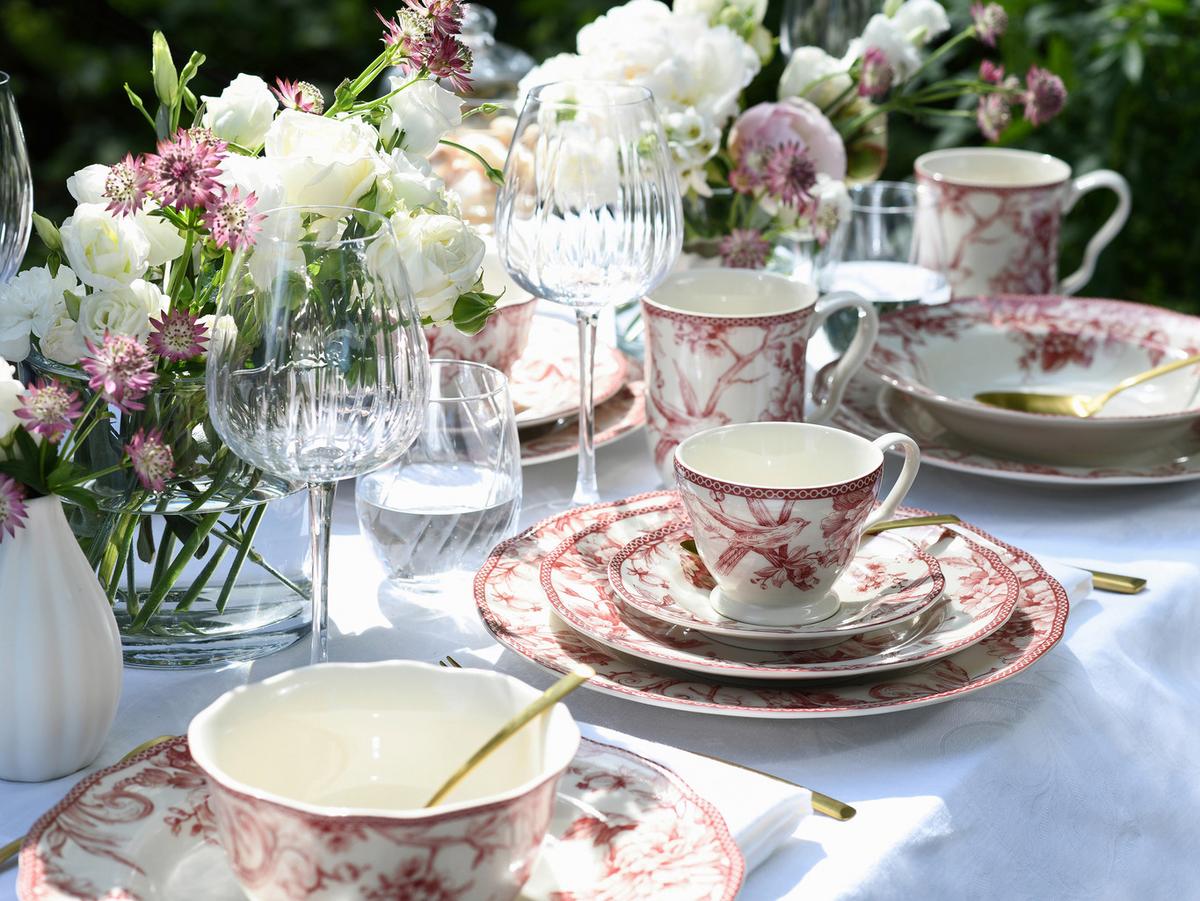 SERVICIU DE MASĂ COMPLET 24777 ADELAIDE ROT KOMBI - alb/bordo, Basics, ceramică - Creatable