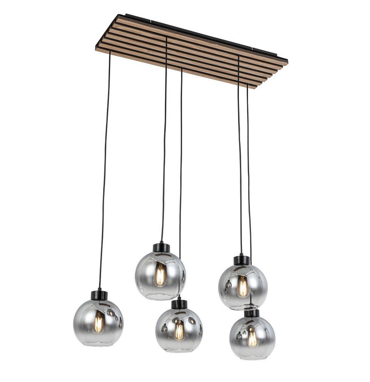 LAMPA WISZĄCA FONTANA - kolor dębowy/czarny, Natur, materiał drewnopochodny/tworzywo sztuczne (82/34/120cm) - Novel