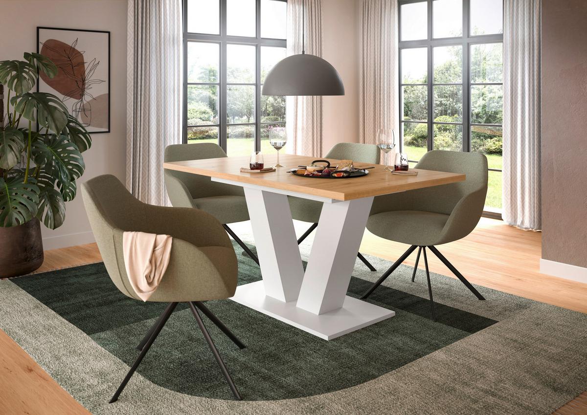 Ausziehtisch Marlon Eiche Artisan ca. 150-190x90x76 cm - Eiche Artisan/Weiß, Trend, Holzwerkstoff (150-190/90/76cm)