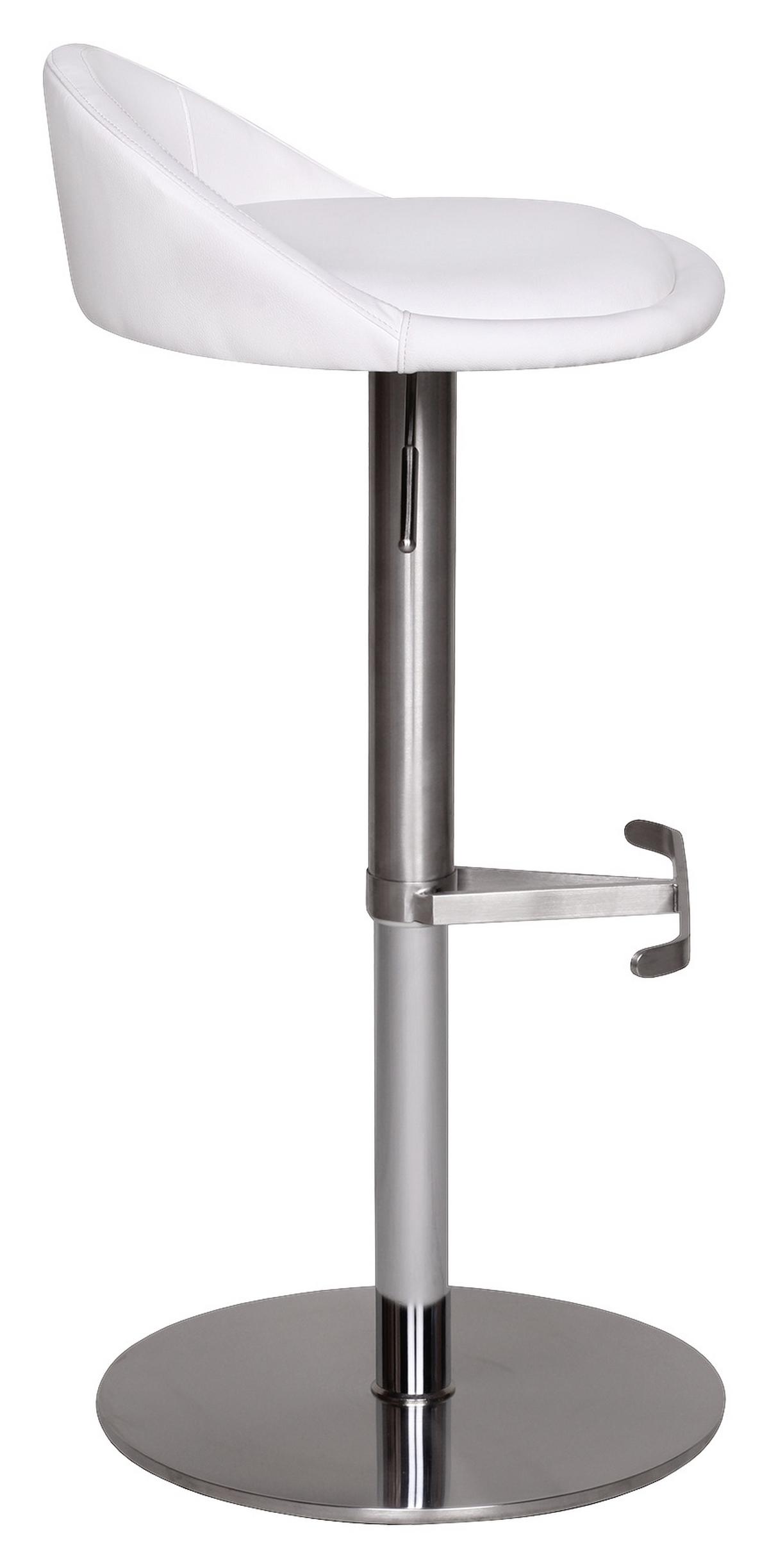 STOŁEK BAROWY WL1.282 - kolor srebrny/biały, Modern, metal/tkanina (43/65/43cm) - MID.YOU