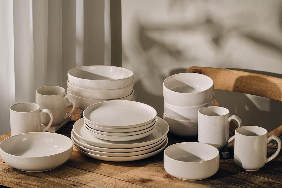 SERWIS OBIADOWO-ŚNIADANIOWY MARBELLA - beżowy, Trend, ceramika - Novel