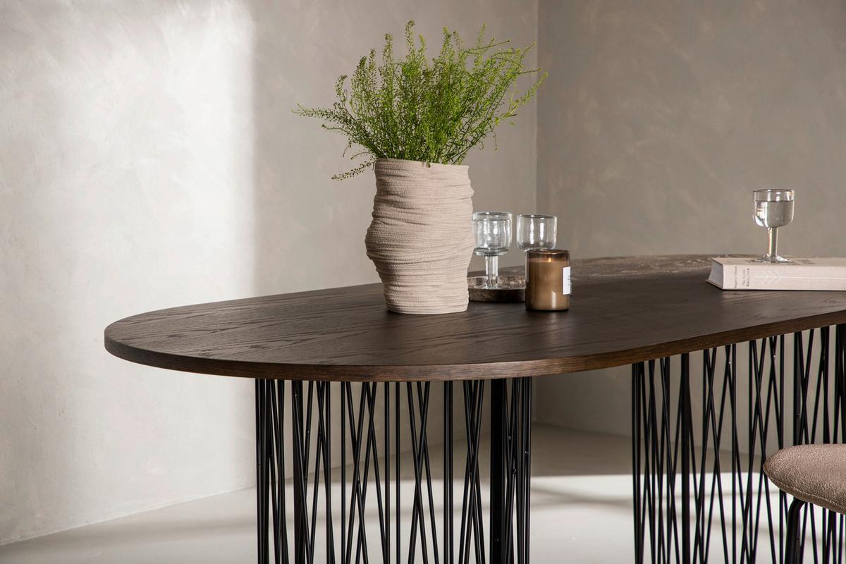 ESSTISCH STONE - Dunkelbraun/Schwarz, Design, Holz/Metall (220/100/74cm) - Livetastic