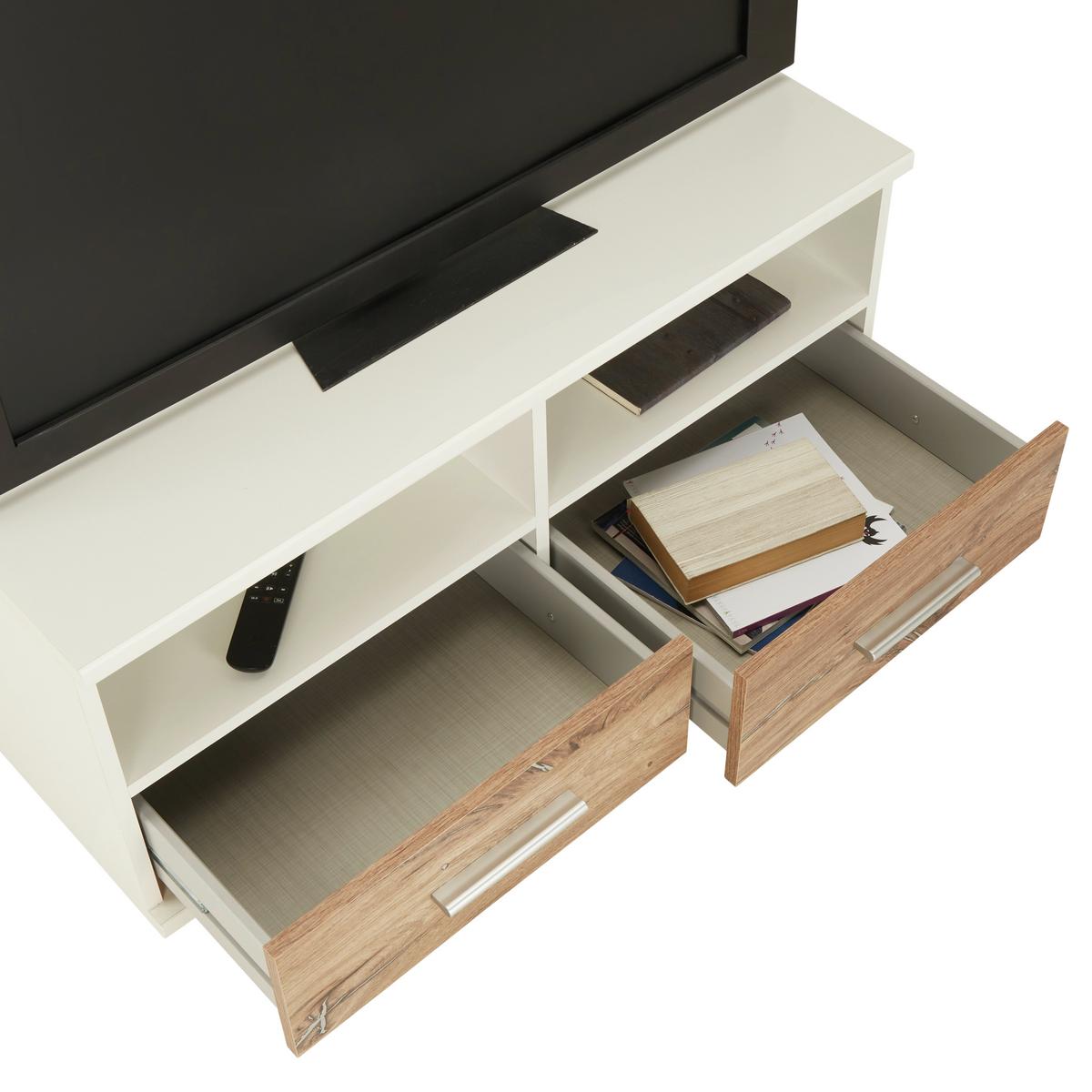 Tv-element Young, Bela, Barva Hrasta - barve hrasta/barve aluminija, Konvencionalno, umetna masa/leseni material (92/40/59cm) - Mömax