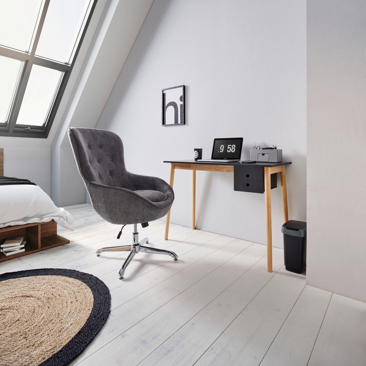 Schreibtisch Melanie Schwarz Echtholz/MDF ca. 160x48 cm - Schwarz/Naturfarben, MODERN, Holz (106/48/77cm) - Bessagi Home