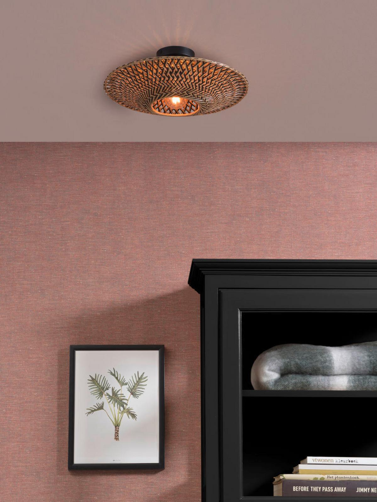 Stropna Svetilka Bali - svetlo rjava/črna, Natur, kovina/naravni materiali (47/26cm) - Good & Mojo