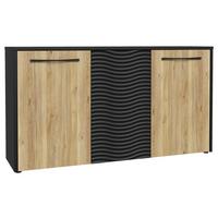 Komoda Karlshamn - boje hrasta/crna, Moderno, drvni materijal/metal (164,2/88,8/42cm) - Premium Living