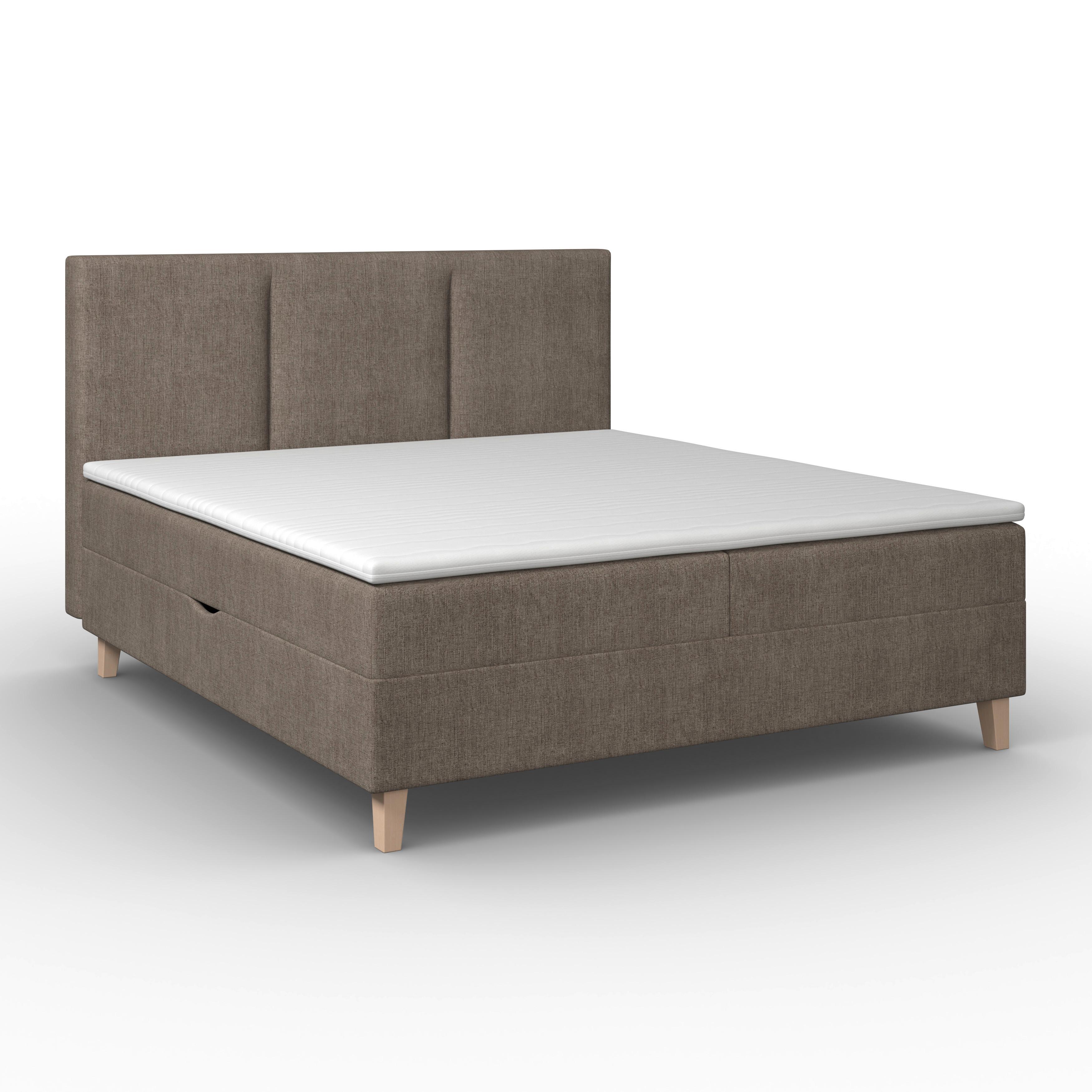 Boxbett Monza ca. 180x200 cm Braun inkl. Topper - Eichefarben/Braun, MODERN, Holz/Textil (180/200cm) - Bessagi Home