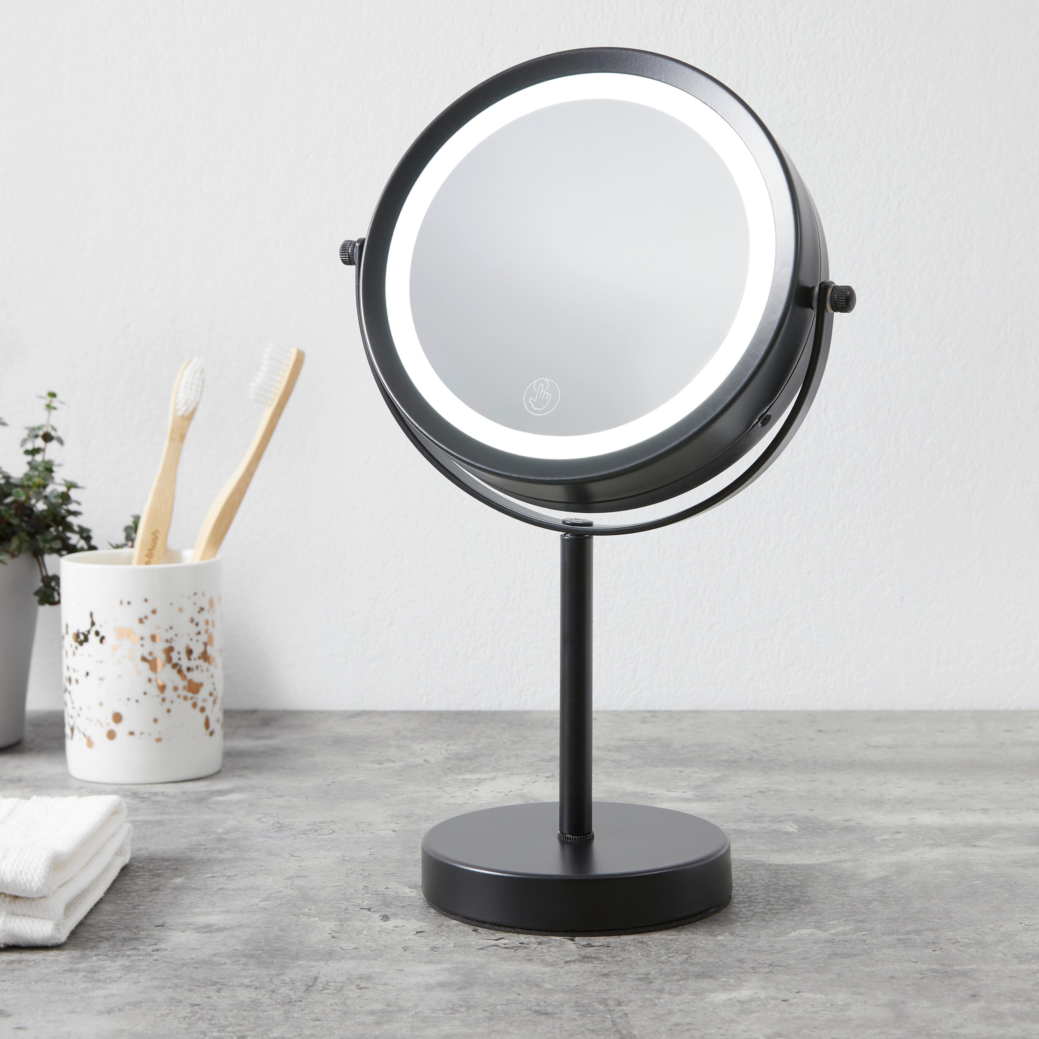 SPEGEL MED BELYSNING MIRRI 1-EXT- - svart, Modern, metall/glas (21/32/12cm) - Mömax