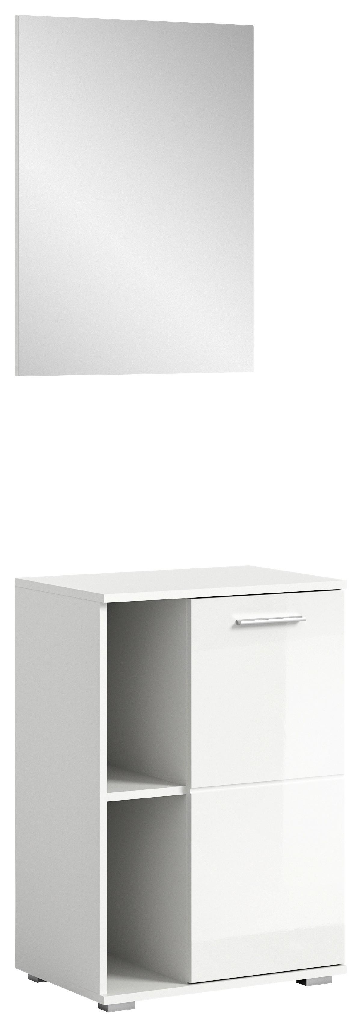 Predsoba Prego, Bela Visok Sijaj, 2-Delna - bela/visoki sijaj, Design, steklo/leseni material (55/191/37cm) - MID.YOU