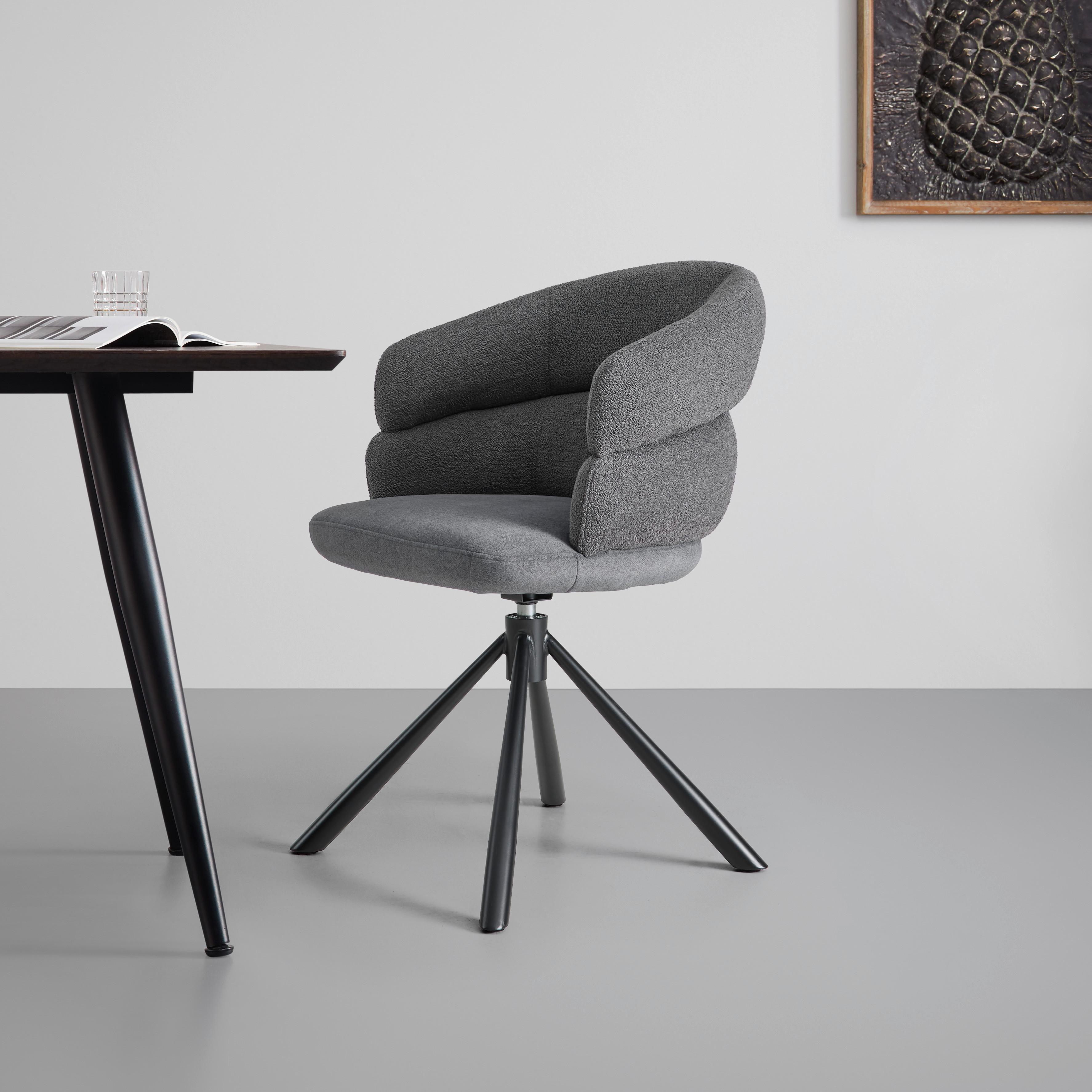 Armlehnstuhl Malia Grau - Schwarz/Grau, MODERN, Textil/Metall (58/83/62cm) - Premium Living