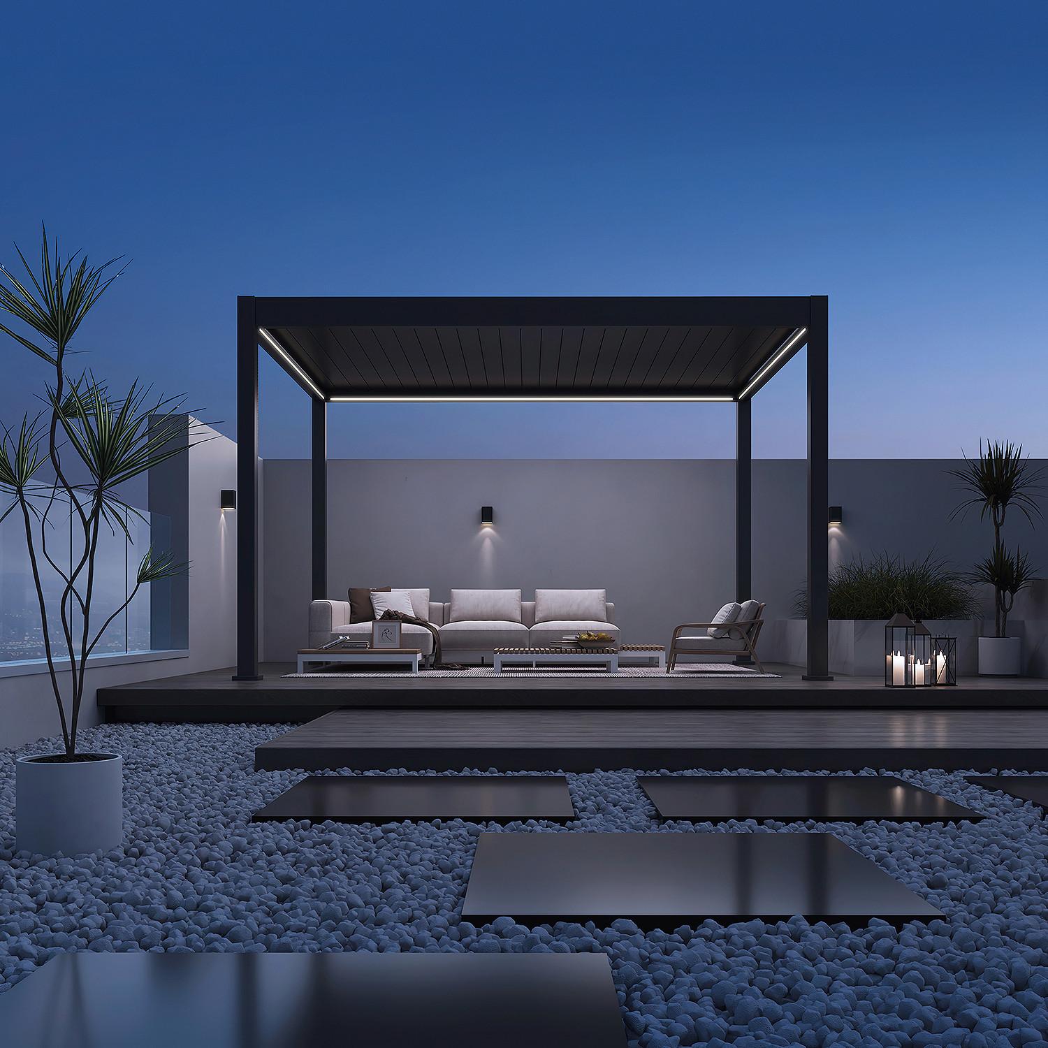 Pergola Deluxe Plus Anthr. ca. 400x400 cm Netzbetrieb - Anthrazit, Basics, Metall (400/255/400cm) - WEIDE