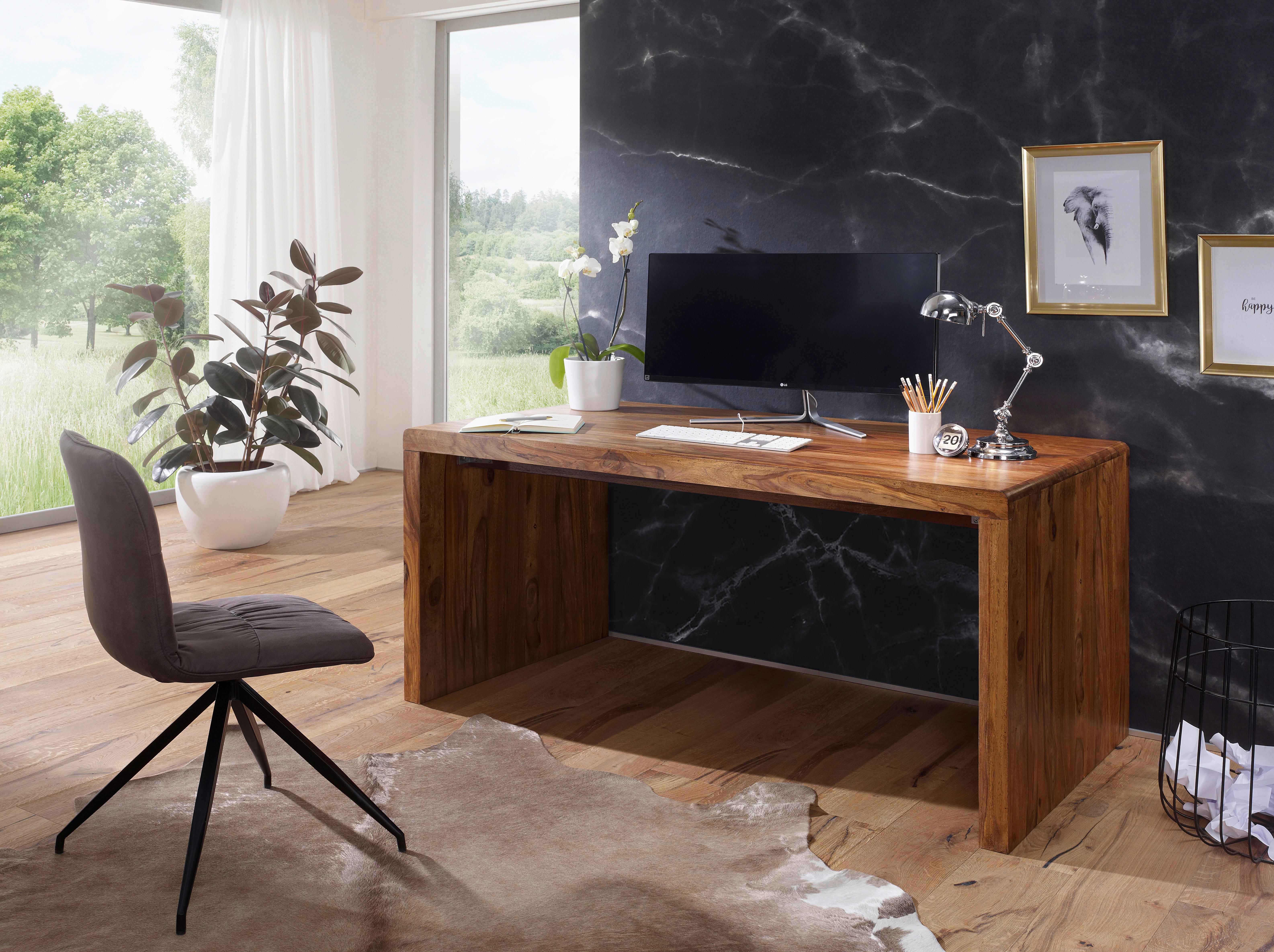 Pisalna Miza Mumbai, Pravi Les, 180x90cm - barve indijskega rožnega lesa, Design, les (180/90/76cm) - MID.YOU