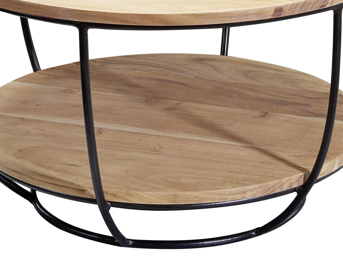 Klubska Miza Couchtisch - črna/barve akacije, Moderno, kovina/les (60/60/34,5cm) - MID.YOU