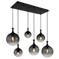 HÄNGELEUCHTE 15885-6H - Schwarz, Design, Glas/Kunststoff (97/48/141cm) - Globo