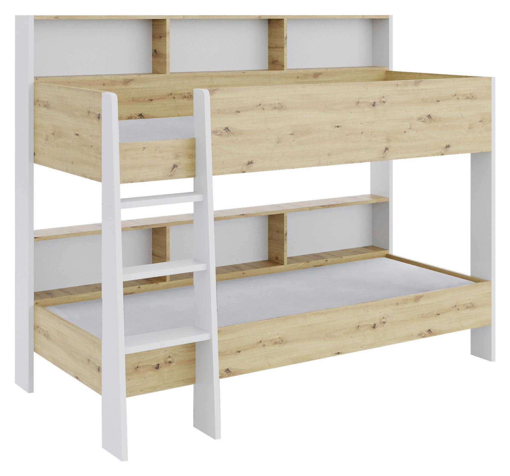 ŁÓŻKO PIĘTROWE SWAY IV ART.NR.BE2994178 - biały/dąb artisan, Konventionell, materiał drewnopochodny (90/200cm) - MID.YOU