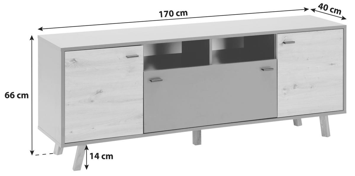 Măsuță TV TREND MX 186 - stejar Artisan/antracit, Modern, material pe bază de lemn (170/66/40cm) - Modern Living