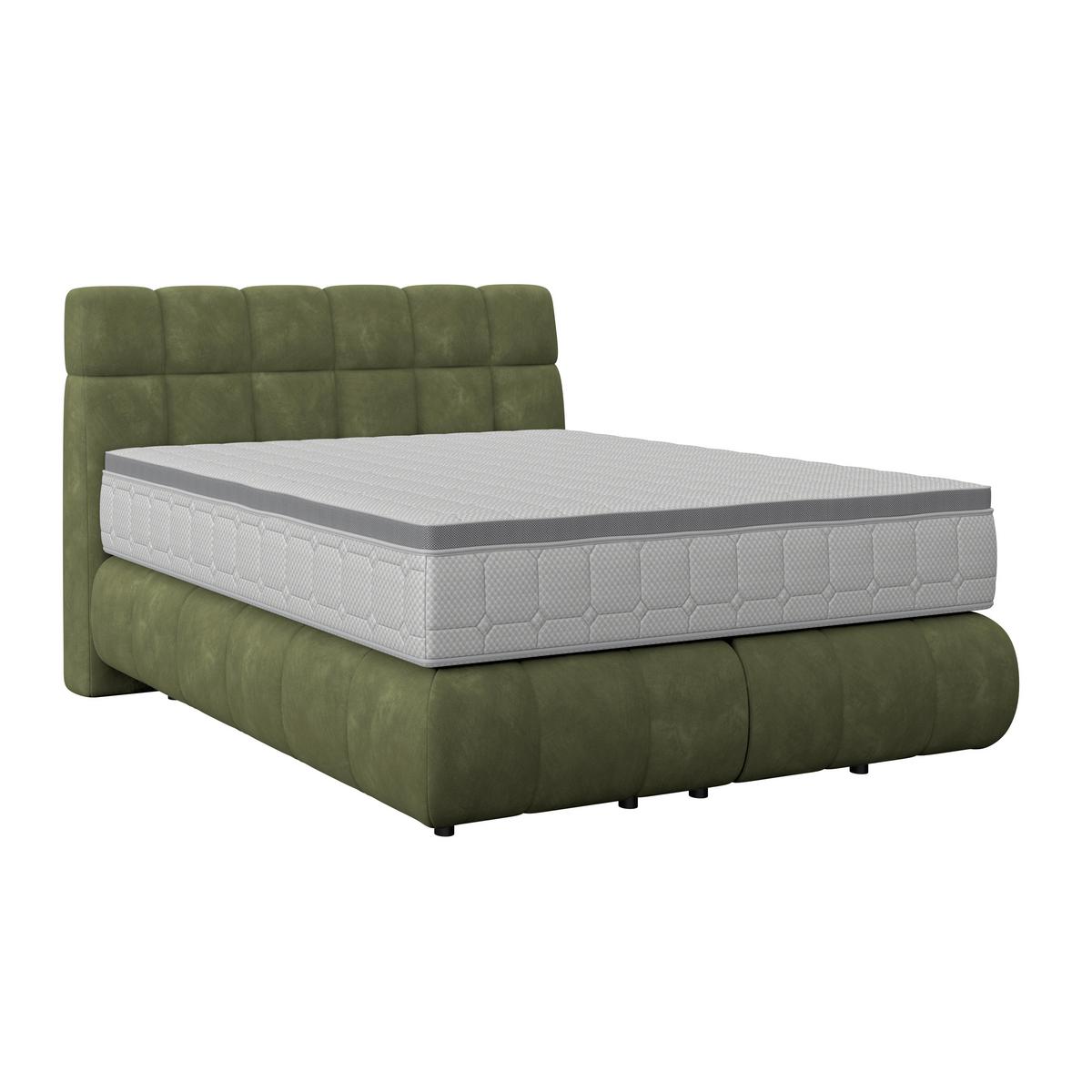 Boxspring Krevet Nobu - tamno zelena/crna, Trend, drvo/tekstil (140/200cm) - Premium Living