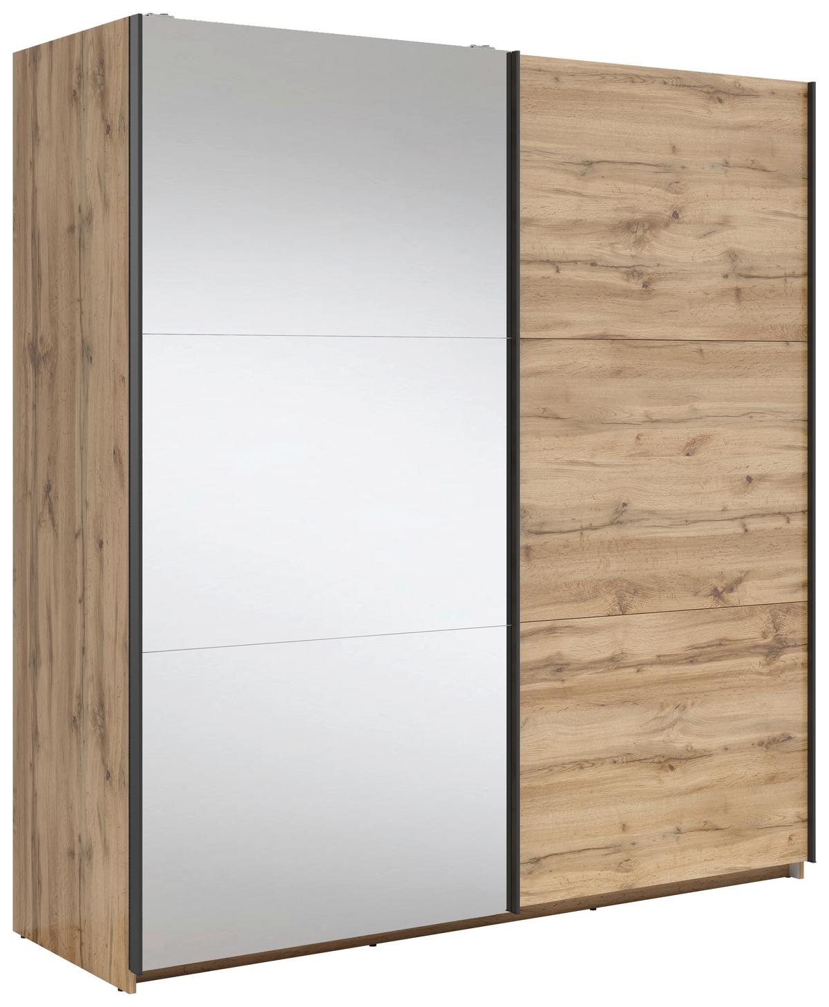 DULAP USI GLISANTE TETRIX - străveziu/stejar Wotan, Modern, sticlă/material pe bază de lemn (183/195,5/60cm) - MID.YOU