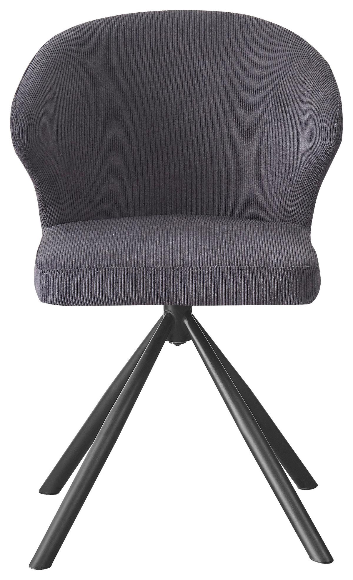 Armlehnstuhl Jana Dunkelgrau/Schwarz - Dunkelgrau/Anthrazit, LIFESTYLE, Textil/Metall (55/82/58cm) - Based