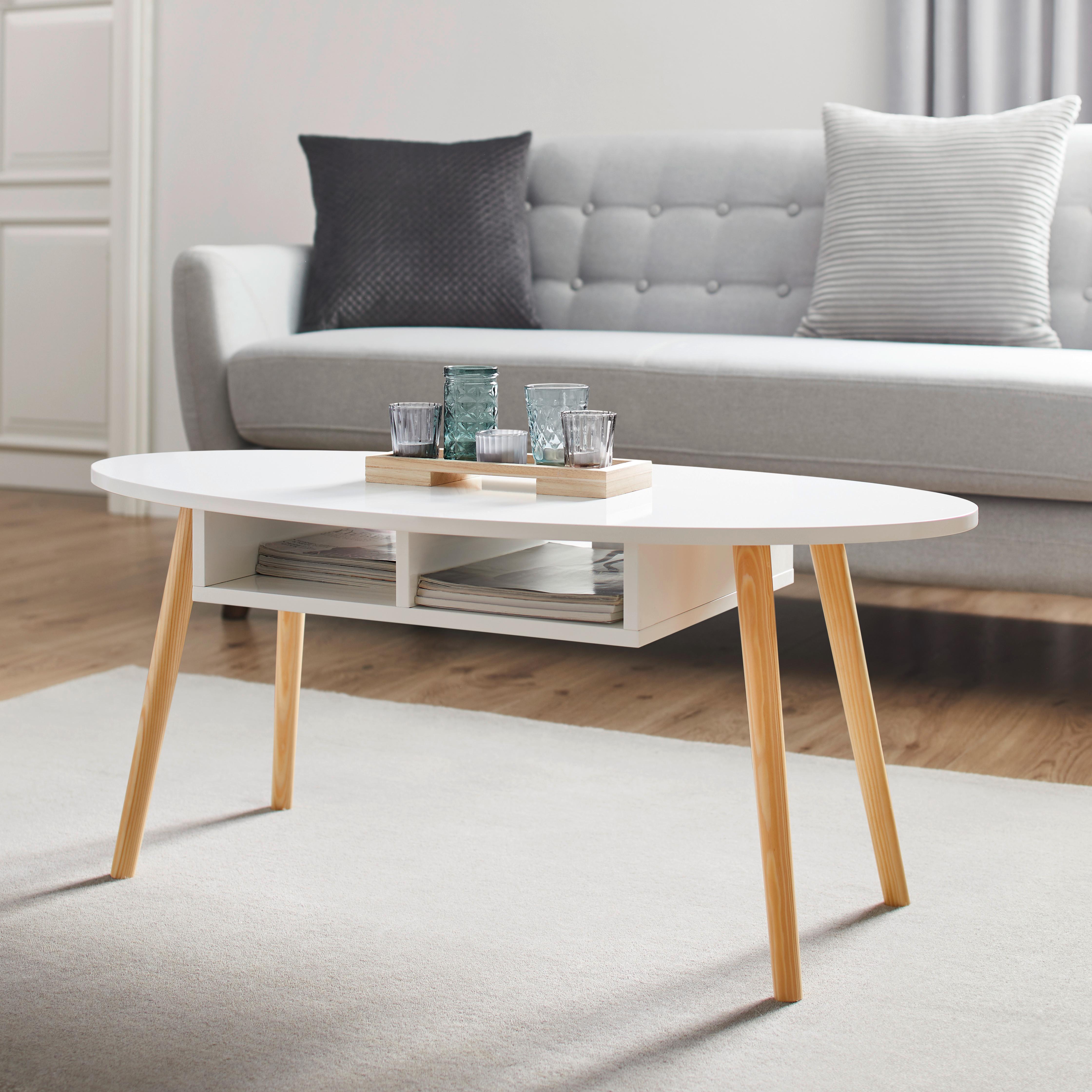 Couchtisch Silvio Weiß/Pinienfarben MDF/Holz - Weiß/Pinienfarben, MODERN, Holz/Holzwerkstoff (100/50/42,5cm) - Bessagi Home