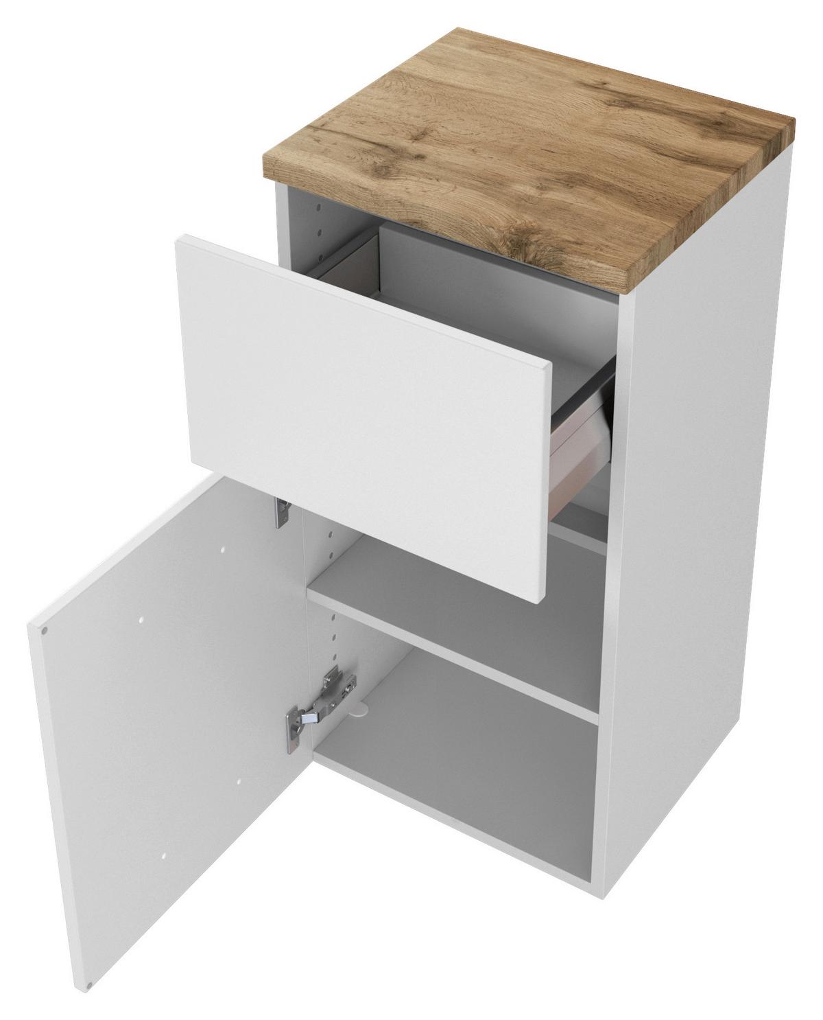 Unterschrank in Weiss 'Pienza' - Eichefarben/Silberfarben, Basics, Holzwerkstoff/Kunststoff (40/79/35cm) - Held