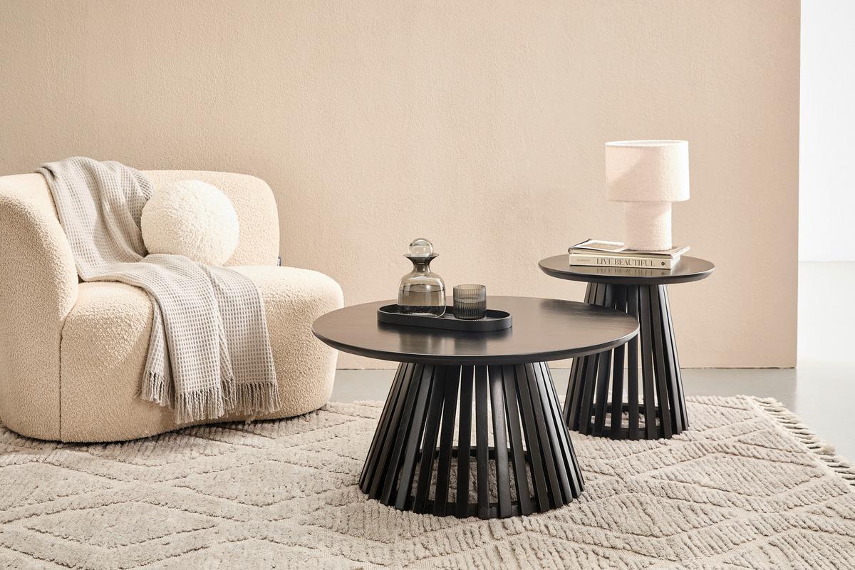 STOLIK KAWOWY KRUGER - czarny, Konventionell, drewno (80/40/80cm) - Livetastic