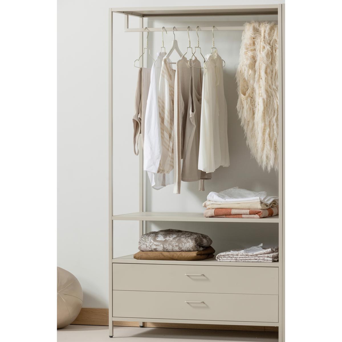 OFFENER KLEIDERSCHRANK Ferris Sandfarben B: 100cm - Sandfarben, Basics, Metall (100/185/54cm) - MID.YOU