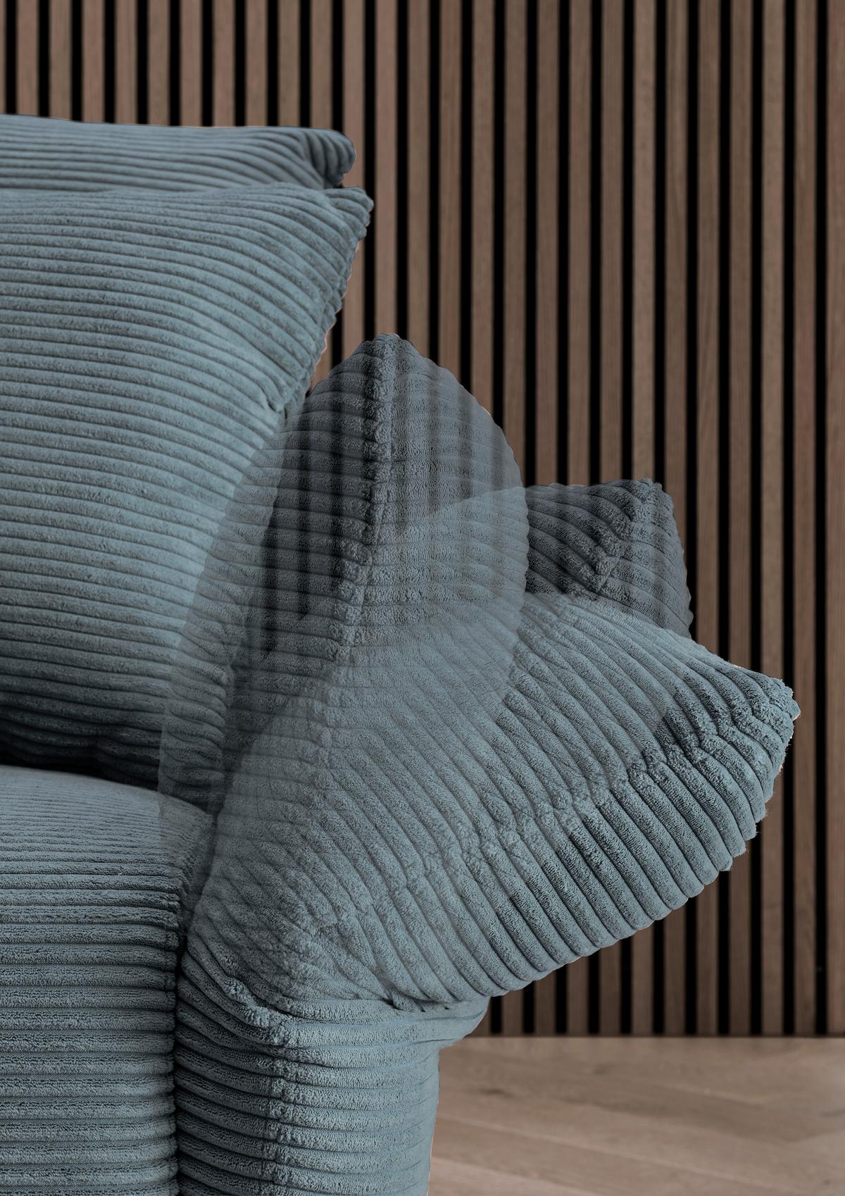 Wohnlandschaft Vanilla Petrol Cord - Petrol/Schwarz, Design, Textil/Metall (178/264-302cm) - Livetastic