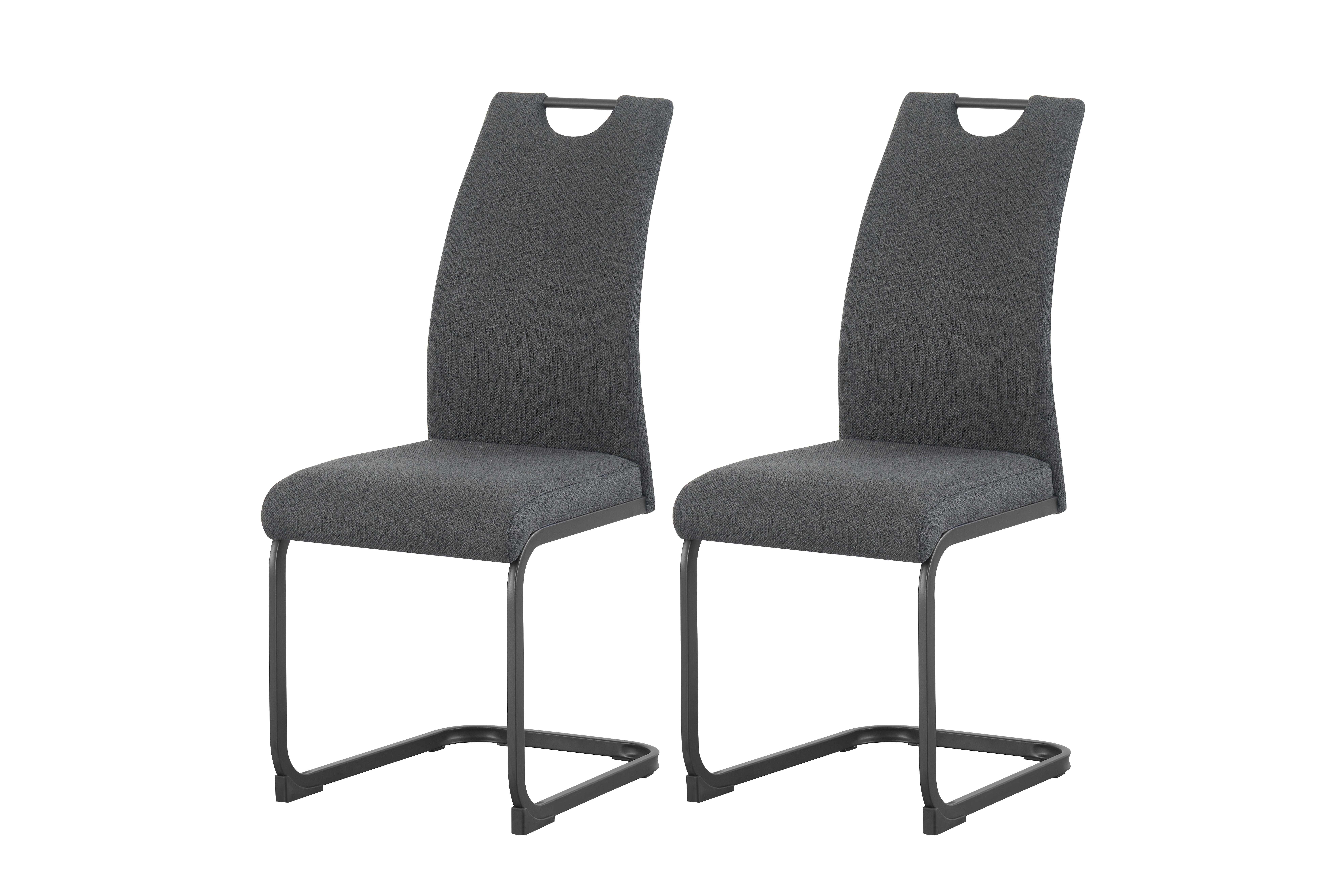 Schwingstuhl-Set HANNA 2 Stück Anthrazit Wippfunktion - Anthrazit/Schwarz, MODERN, Textil/Metall (43/98/59cm) - MID.YOU