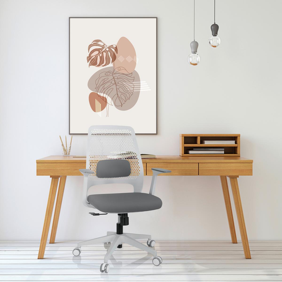 Pisarniški Stol Parferio W, Siva - siva/bela, Basics, umetna masa/tekstil (63/99/56cm) - MID.YOU