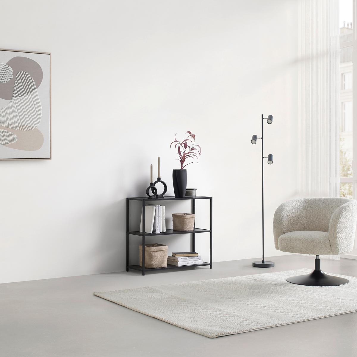 Regal Bastian Schwarz ca. 77x68x30cm - Schwarz, Modern, Holzwerkstoff/Metall (77/68/30cm) - Based