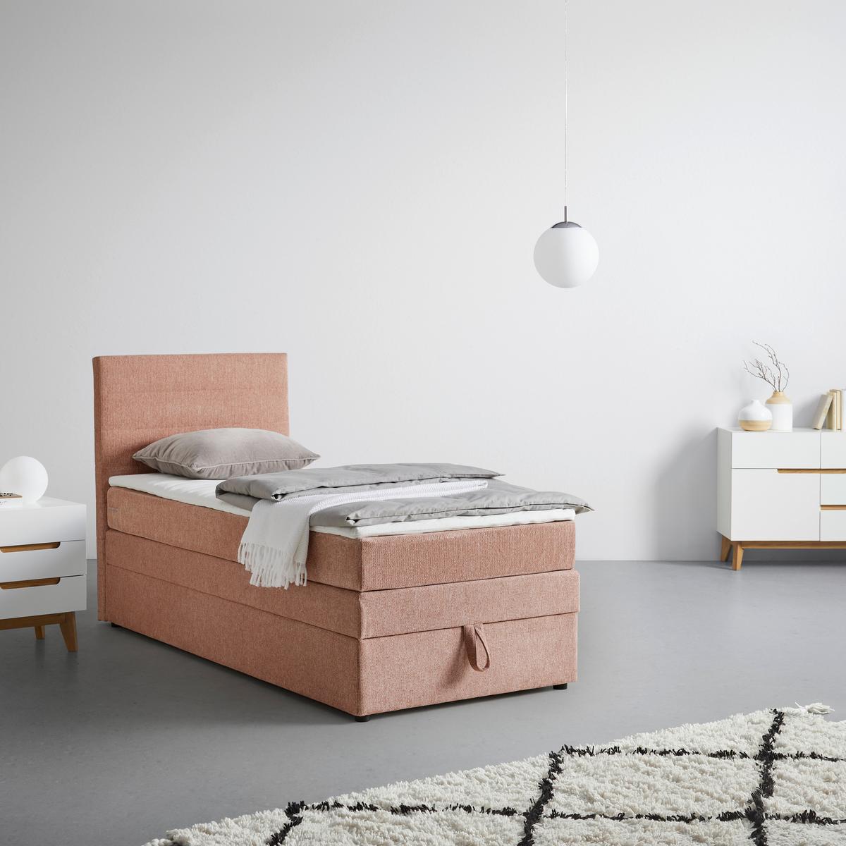 Boxspringbett Palma in Rosa ca. 90x200cm mit Topper - Schwarz/Rosa, Holz/Kunststoff (90/200cm) - Mömax