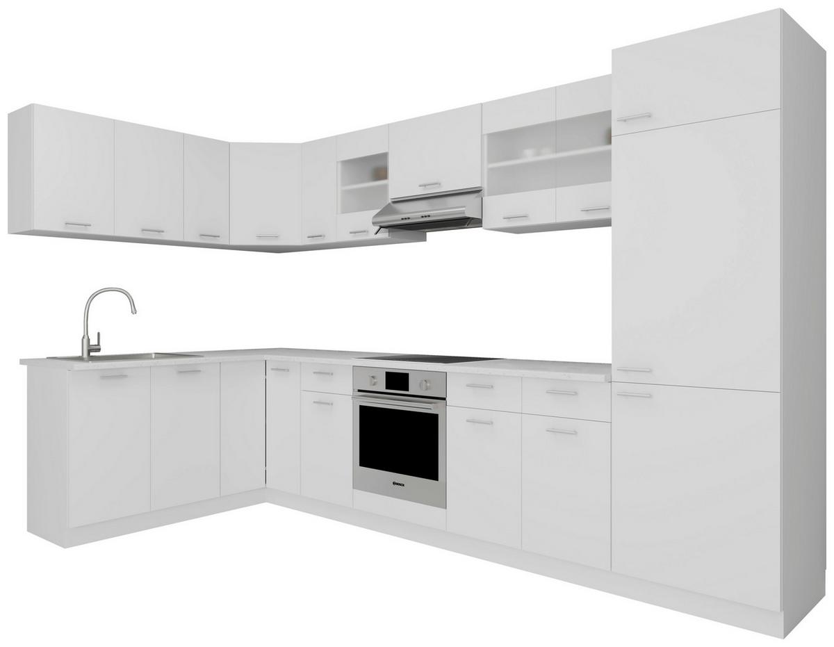 Kotna Kuhinja Esilo, Bela - bela/barve aluminija, Konvencionalno, kovina/leseni material (178/328cm) - MID.YOU