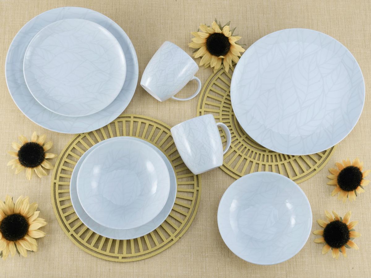 Kombinirani Servis Home Blätter, 16-Delni - bela/večbarvno, Basics, keramika - Creatable