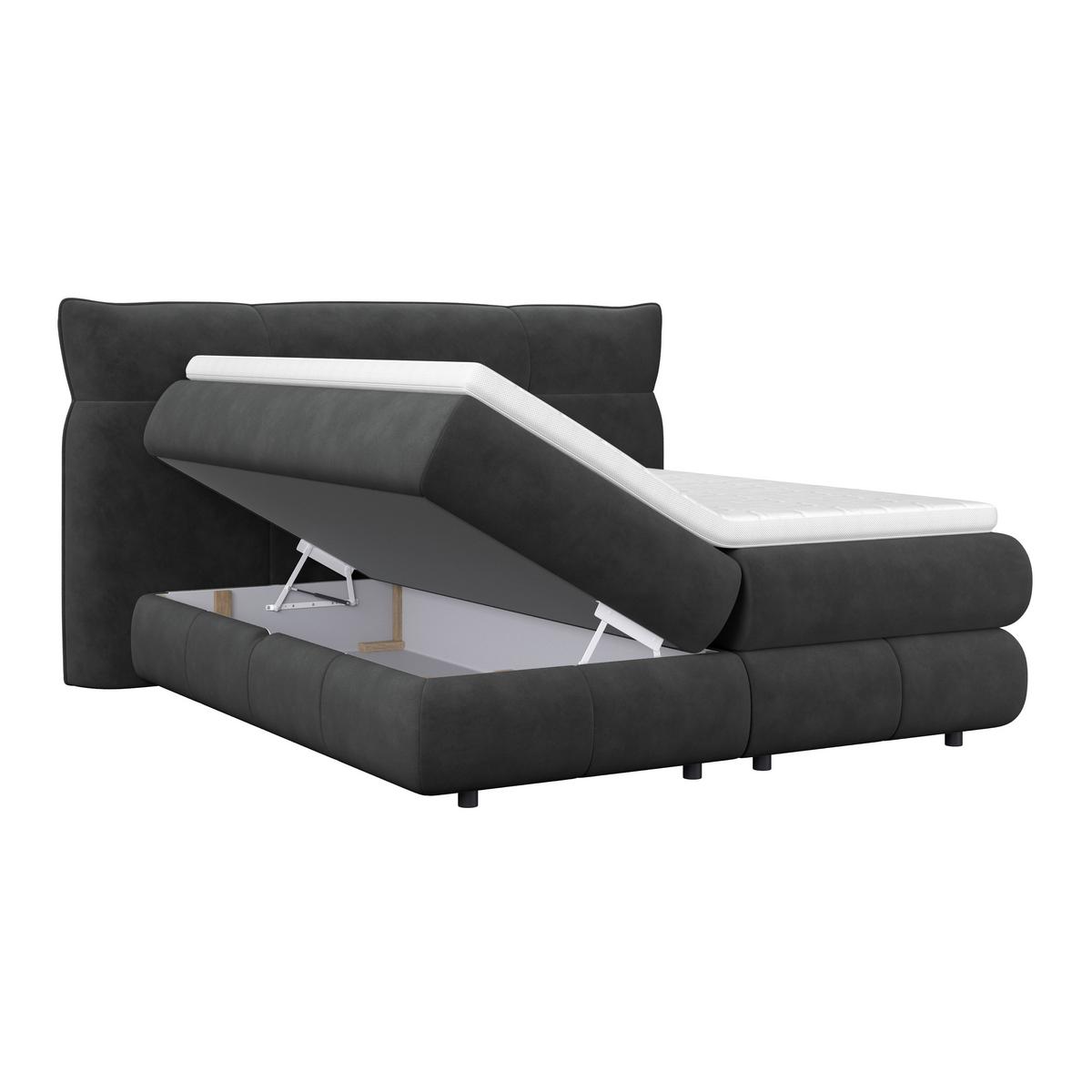Boxspring Krevet Carmelo - crna, Trend, tekstil/plastika (160/200cm) - Premium Living