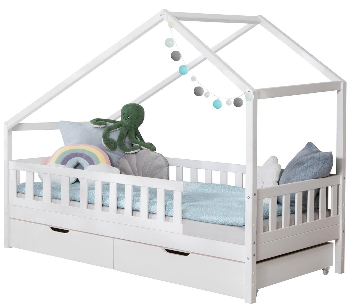 Postelja Lou, 90x200cm, 1x Letveno Dno, Brez Vzmetnice - bela/naravne barve, Moderno, les (90/200cm) - MID.YOU