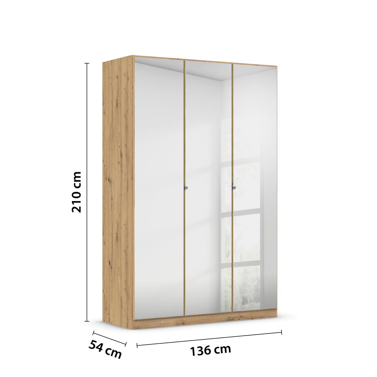 DULAP REFLECT - argintiu/stejar Artisan, Modern, material pe bază de lemn (136/210/54cm)