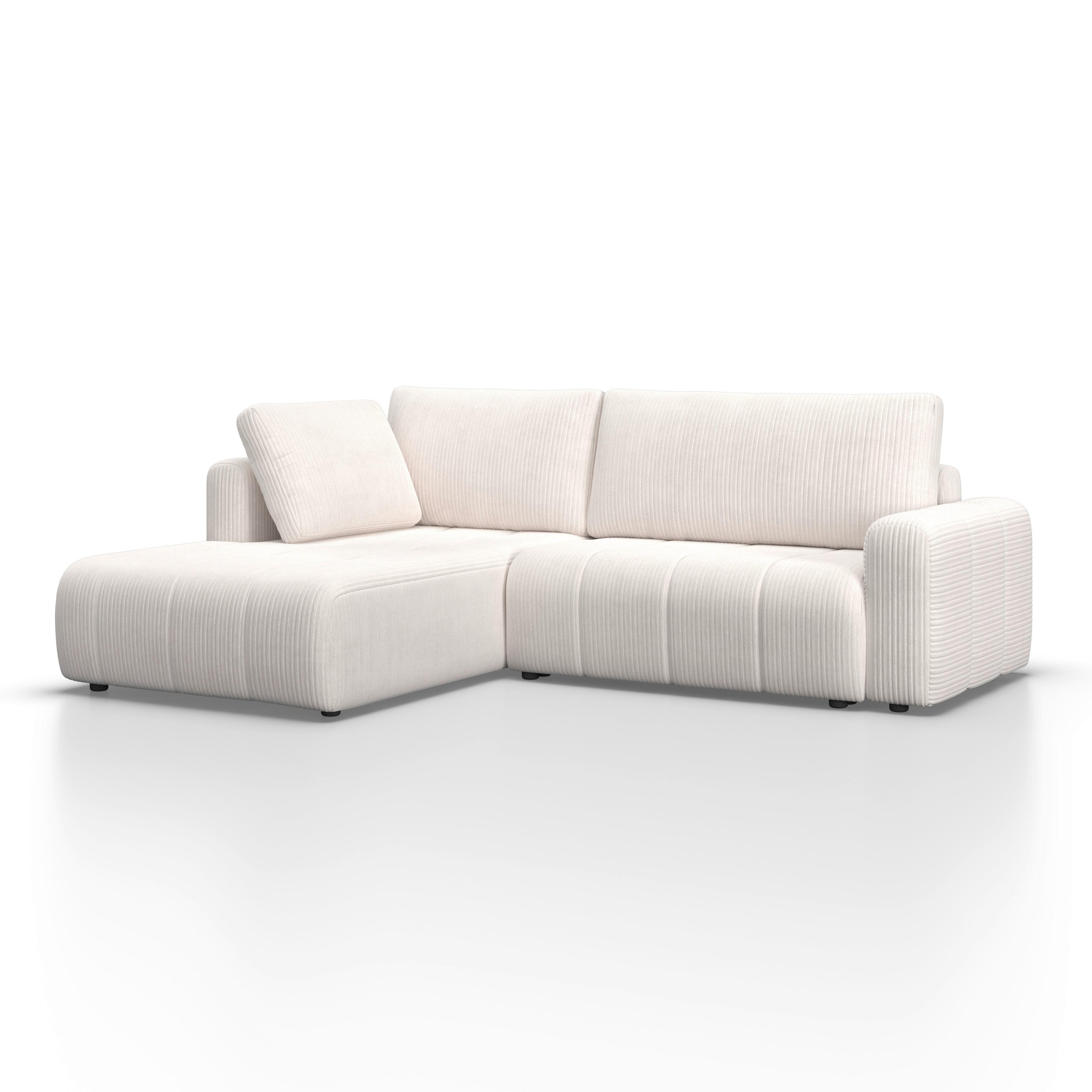 Sarokgarnitúra Ágyfunkcióval Gia - fehér, Modern, textil/fa (197/261cm) - Bessagi Home