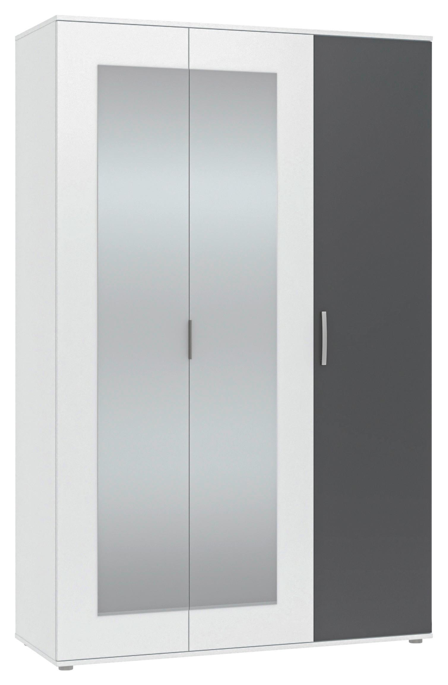 Omara Za Oblačila Jan, Bela, Antracit - barve kroma/bela, Trend, umetna masa/steklo (135/210/52cm)