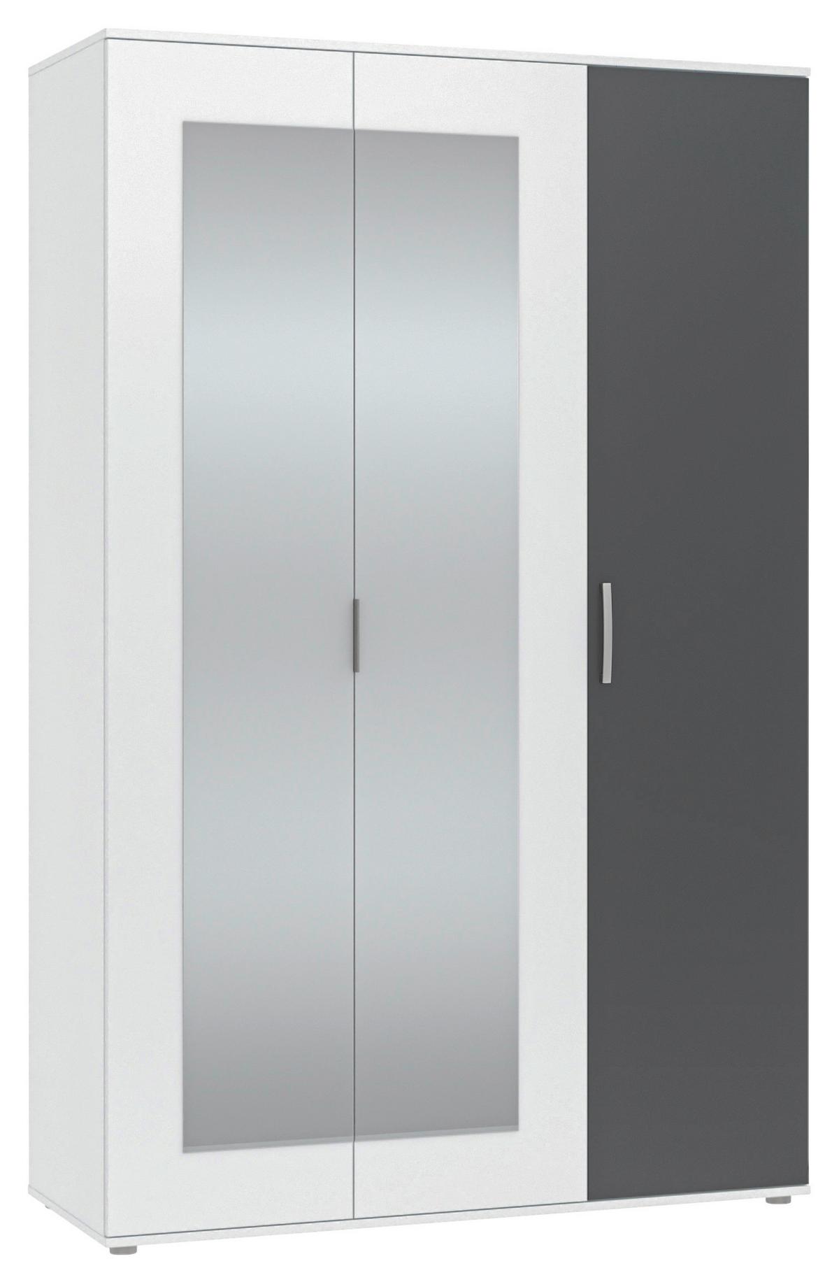 Omara Za Oblačila Jan, Bela, Antracit - barve kroma/bela, Trend, umetna masa/steklo (135/210/52cm)