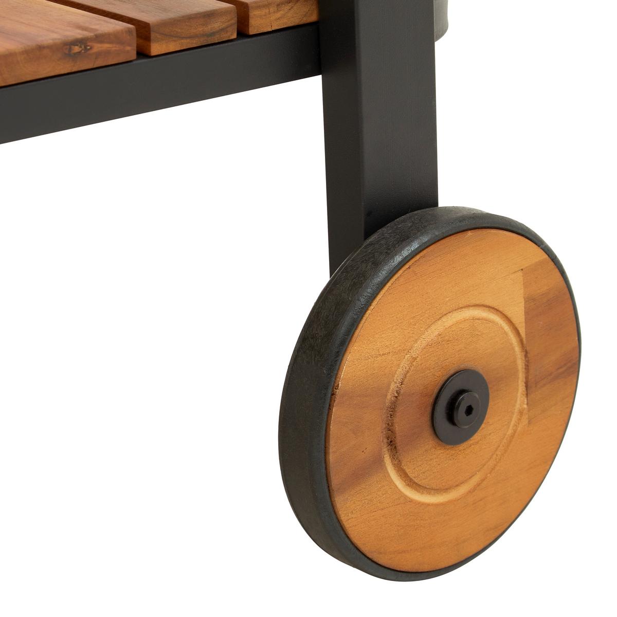 Servierwagen Marlo Schwarz Akazie/Aluminium - Schwarz, MODERN, Holz/Metall (76/77/49cm) - Bessagi Garden