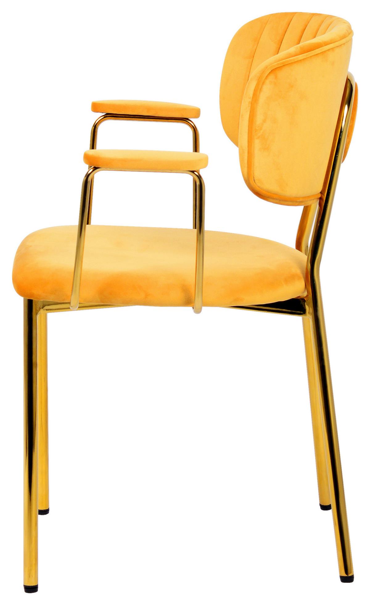 STUHL-SET GISELLE 225 - Goldfarben/Orange, Design, Kunststoff/Metall (63/80/51cm) - Kayoom