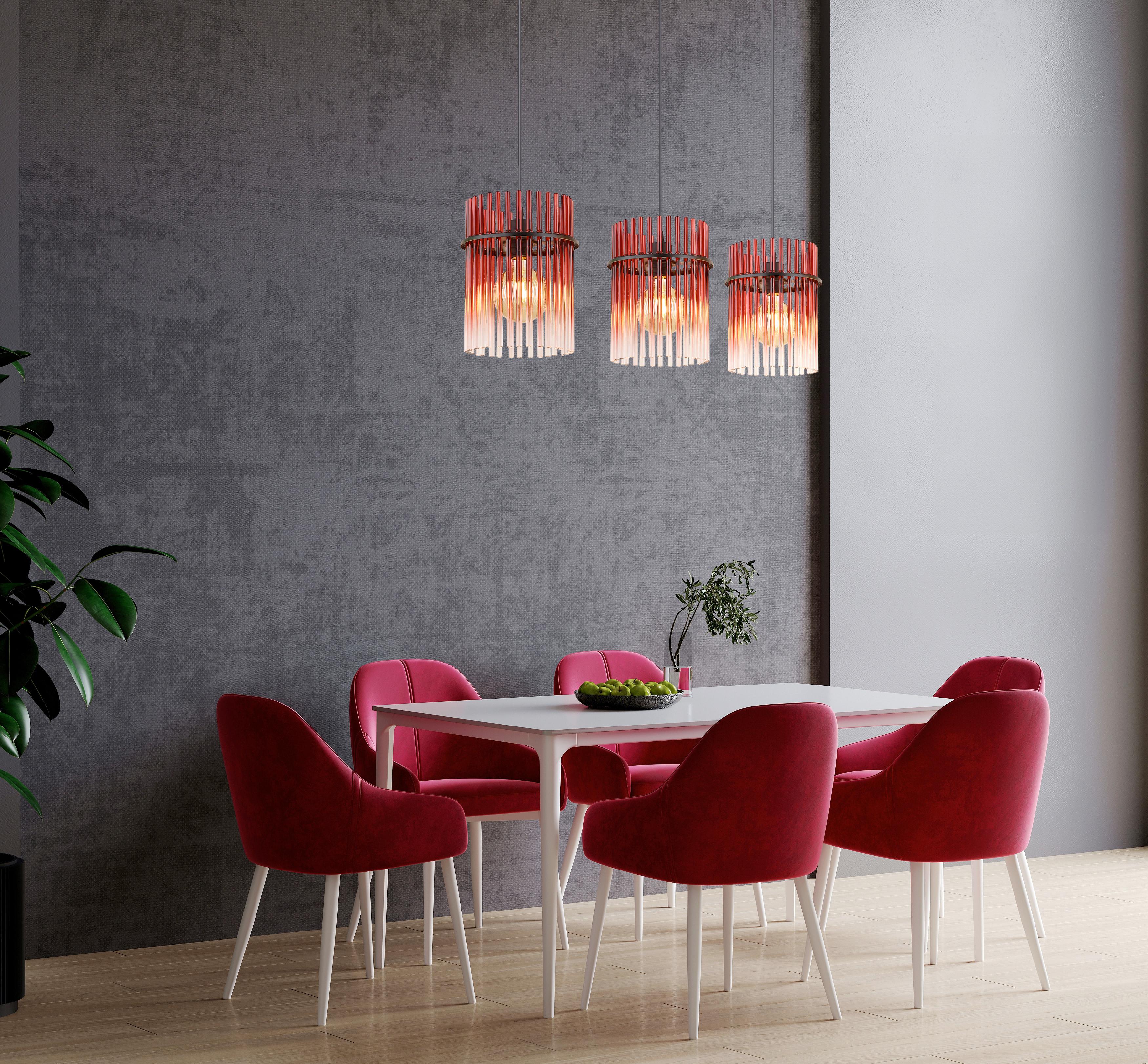 HÄNGELEUCHTE 15698-3HBR  GORLEY - Klar/Brombeere, Basics, Glas/Kunststoff (80/20/140cm) - Globo