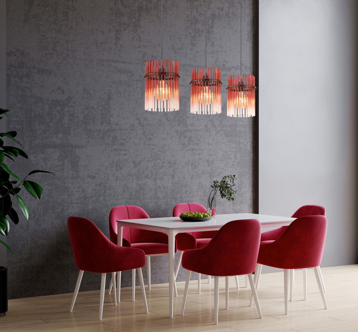 HÄNGELEUCHTE 15698-3HBR  GORLEY - Klar/Brombeere, Basics, Glas/Kunststoff (80/20/140cm) - Globo