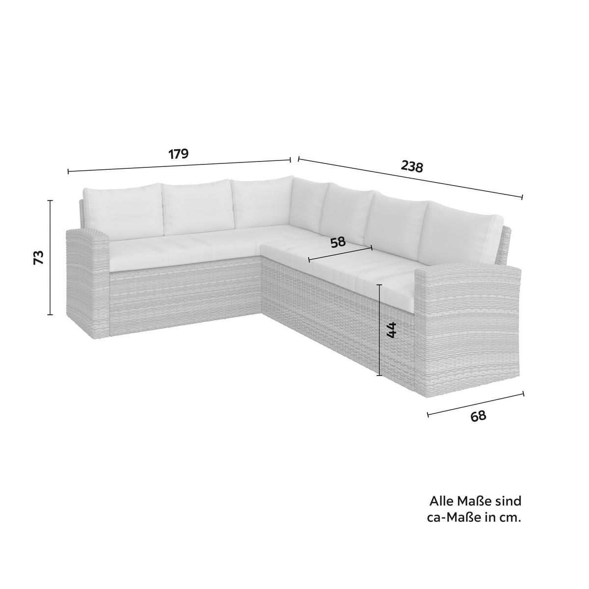 Garnitură grădină Alex montaj stânga - gri deschis/gri, Modern, plastic/textil (179cm) - Mömax