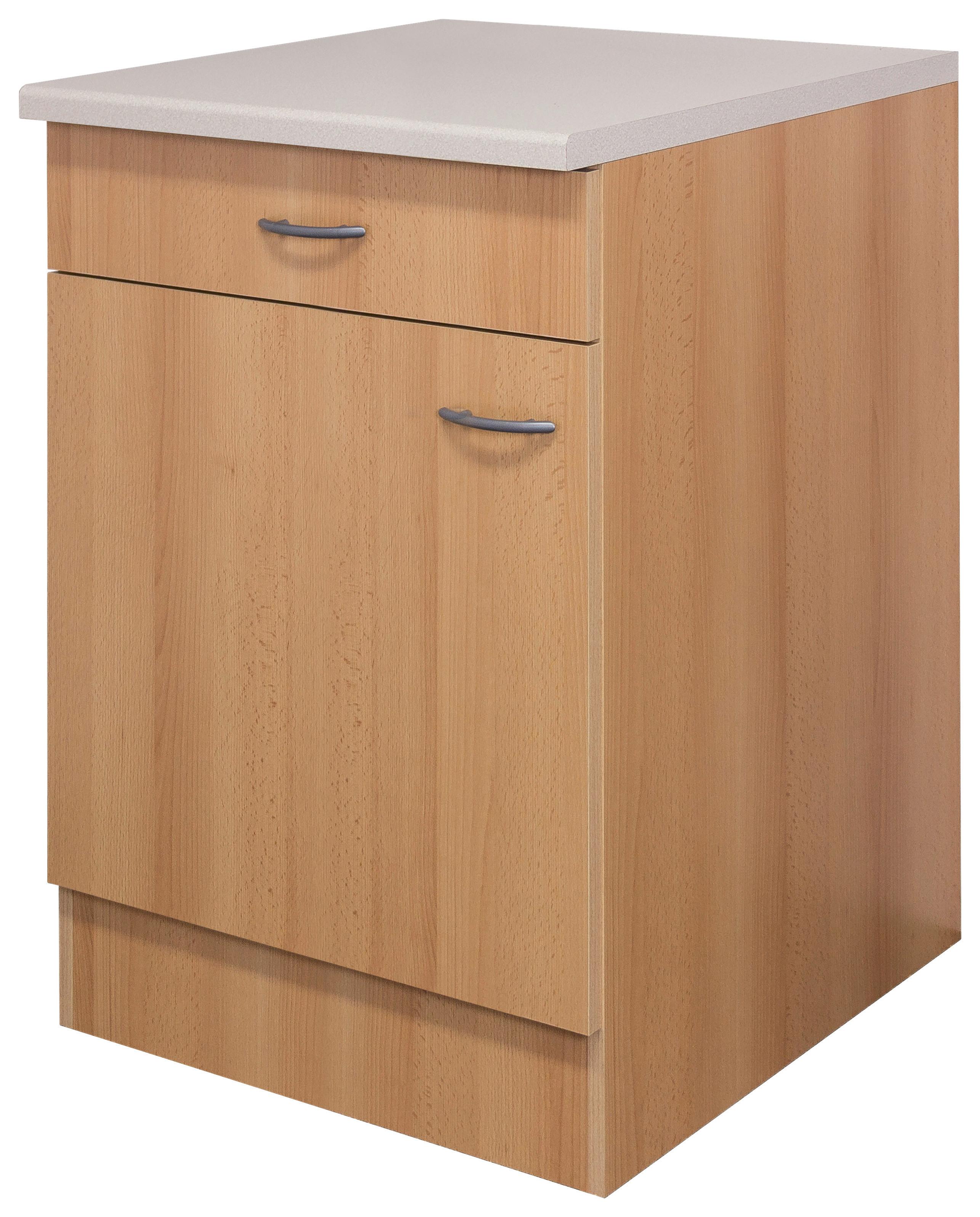 Kuhinjska Spodnja Omarica Nano, Barva Bukve - barve nerjavečega jekla/barve bukve, Moderno, umetna masa/leseni material (60/85/57cm) - FlexWell