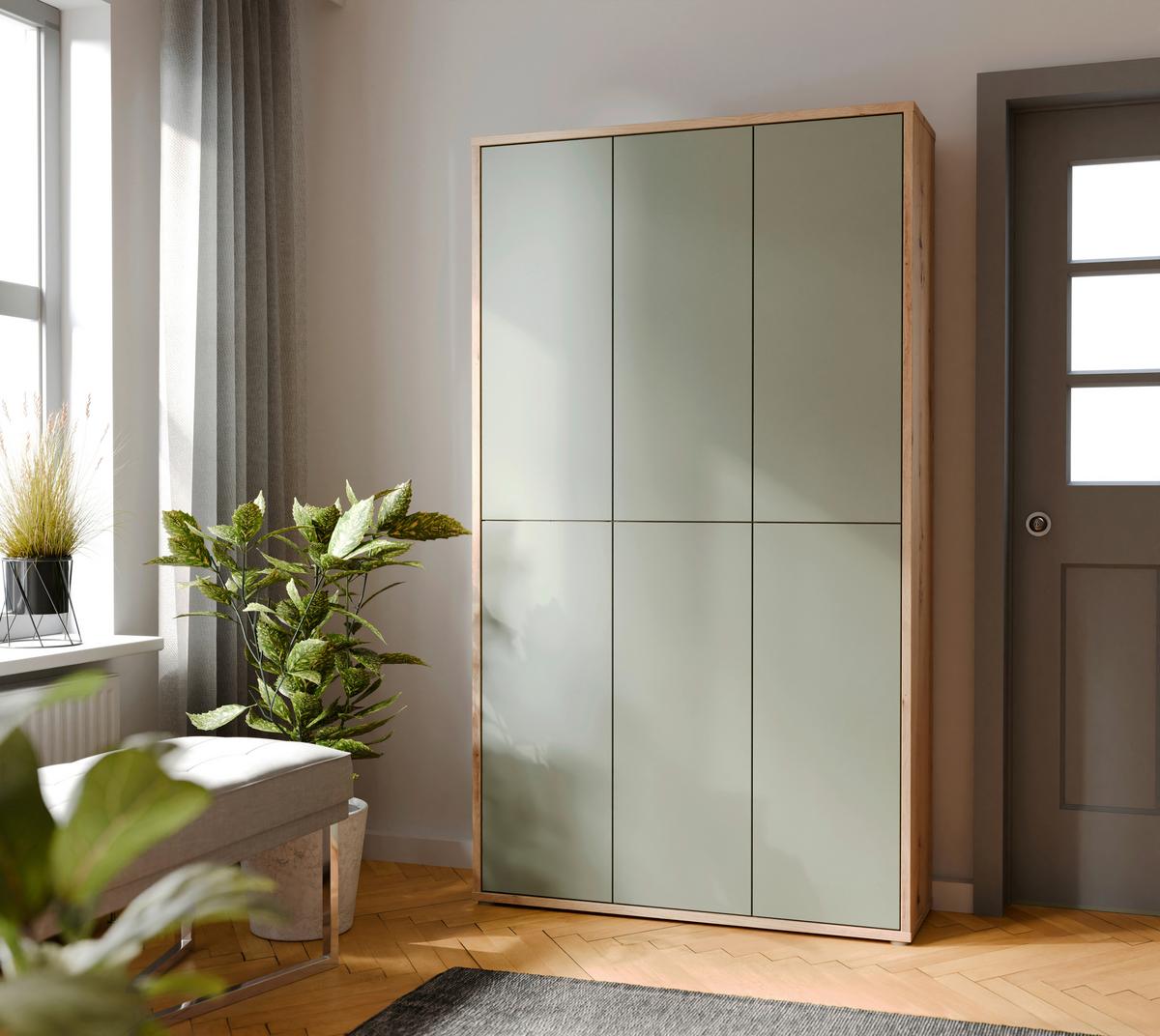 Dulap pentru pantofi ALICE - verde salvie/stejar Artisan, Modern, material pe bază de lemn (109,2/191,9/34,9cm) - Modern Living
