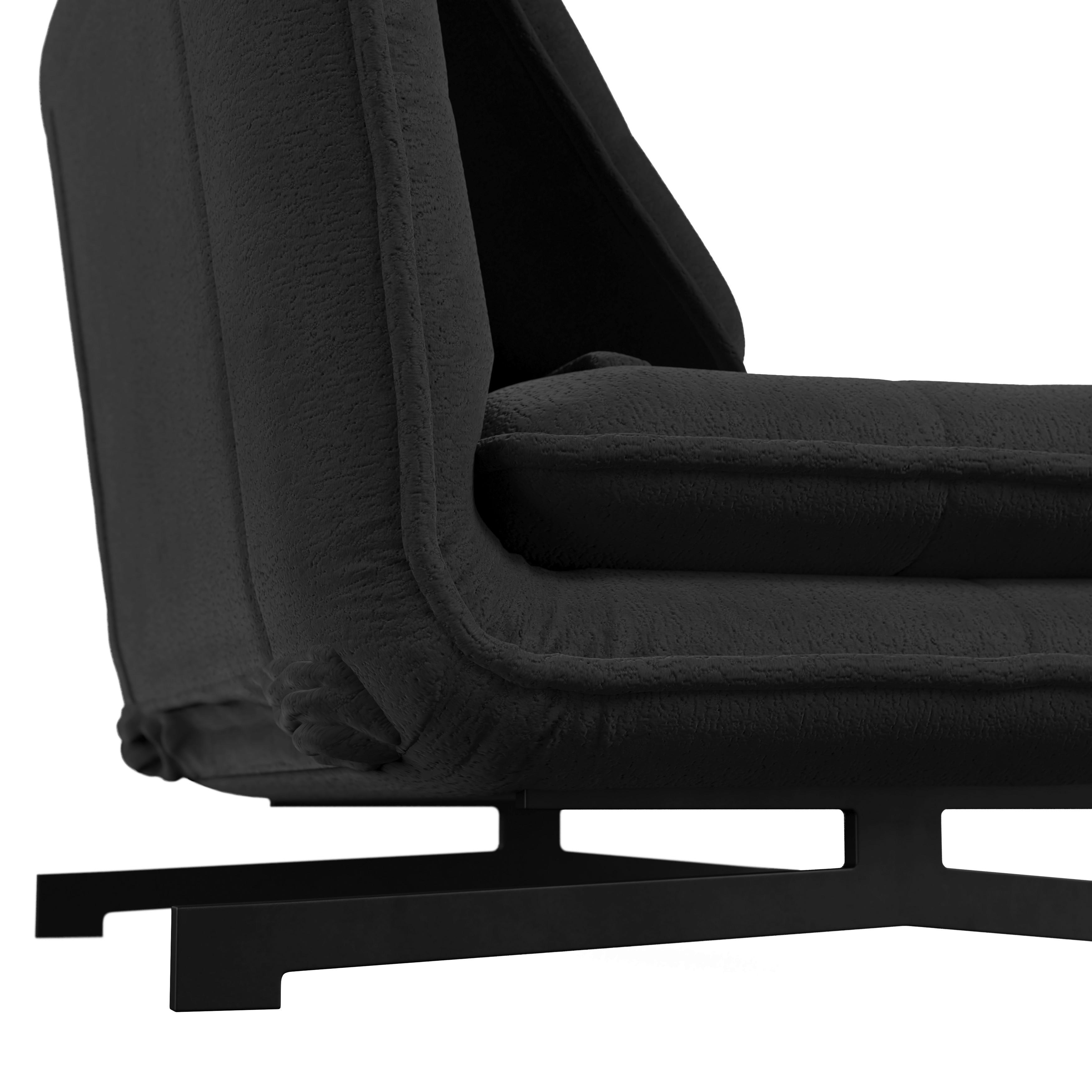 BÄDDFÅTÖLJ LUNA - mörkgrå/svart, Modern, metall/textil (92/86/80cm) - Bessagi Home