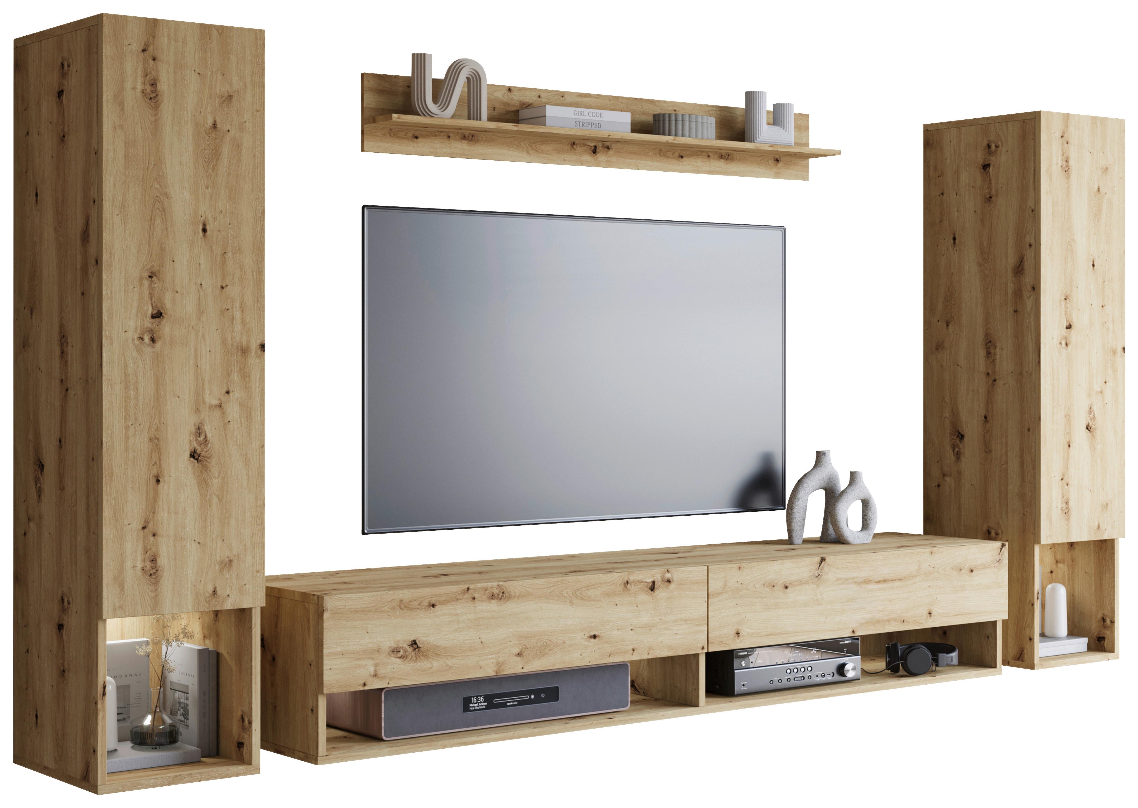 Dnevni Regal Amadeo 2, Barva Hrasta Artisan, 4-Delno - hrast artisan, Basics, leseni material (245/130/32cm) - P & B